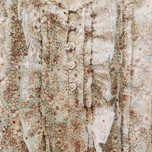 Vintage Miss Selfridges floral sheer tank tops with ruffles, size small - Picture 5 of 8